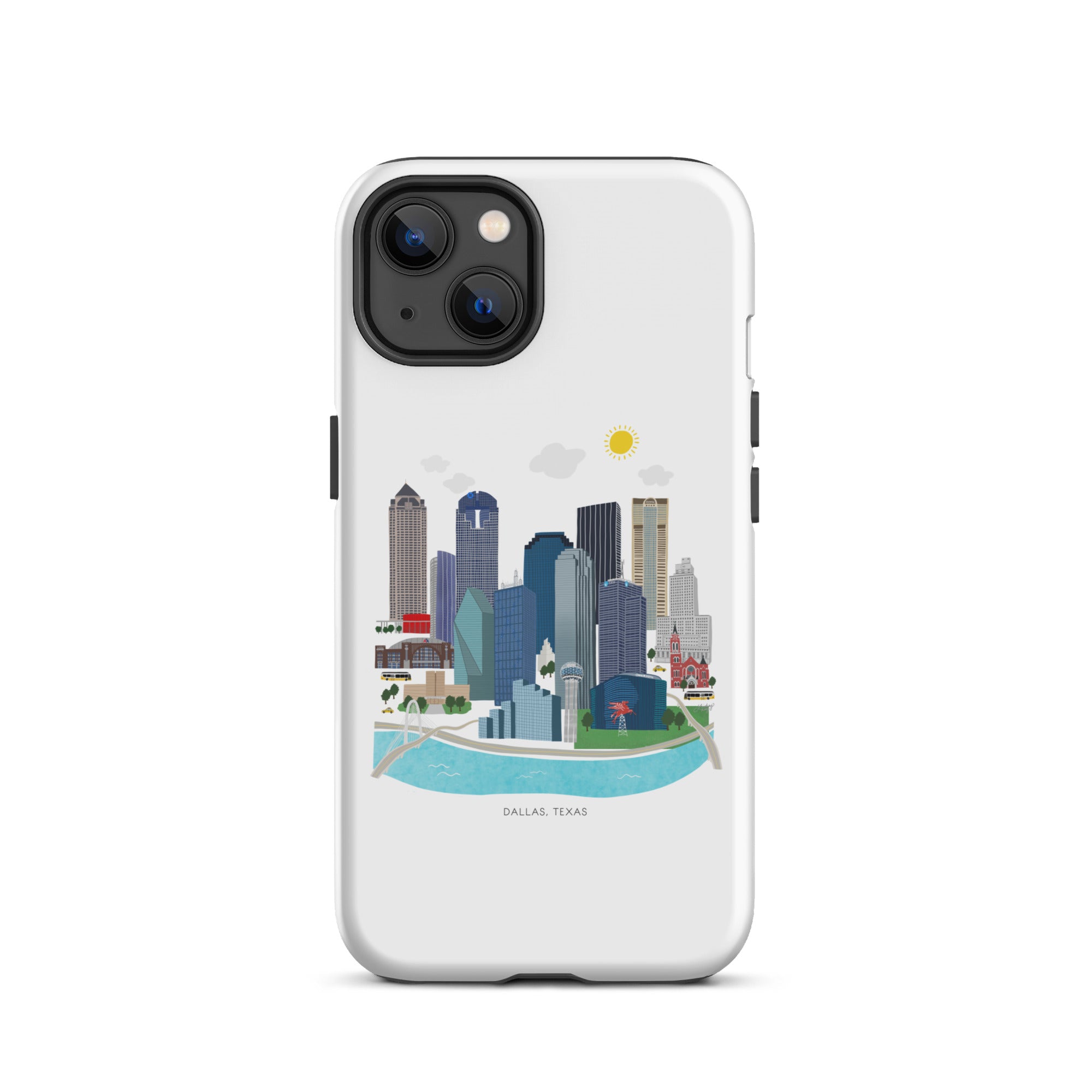 Ilustración del horizonte de Dallas, Texas - Funda resistente para iPhone®