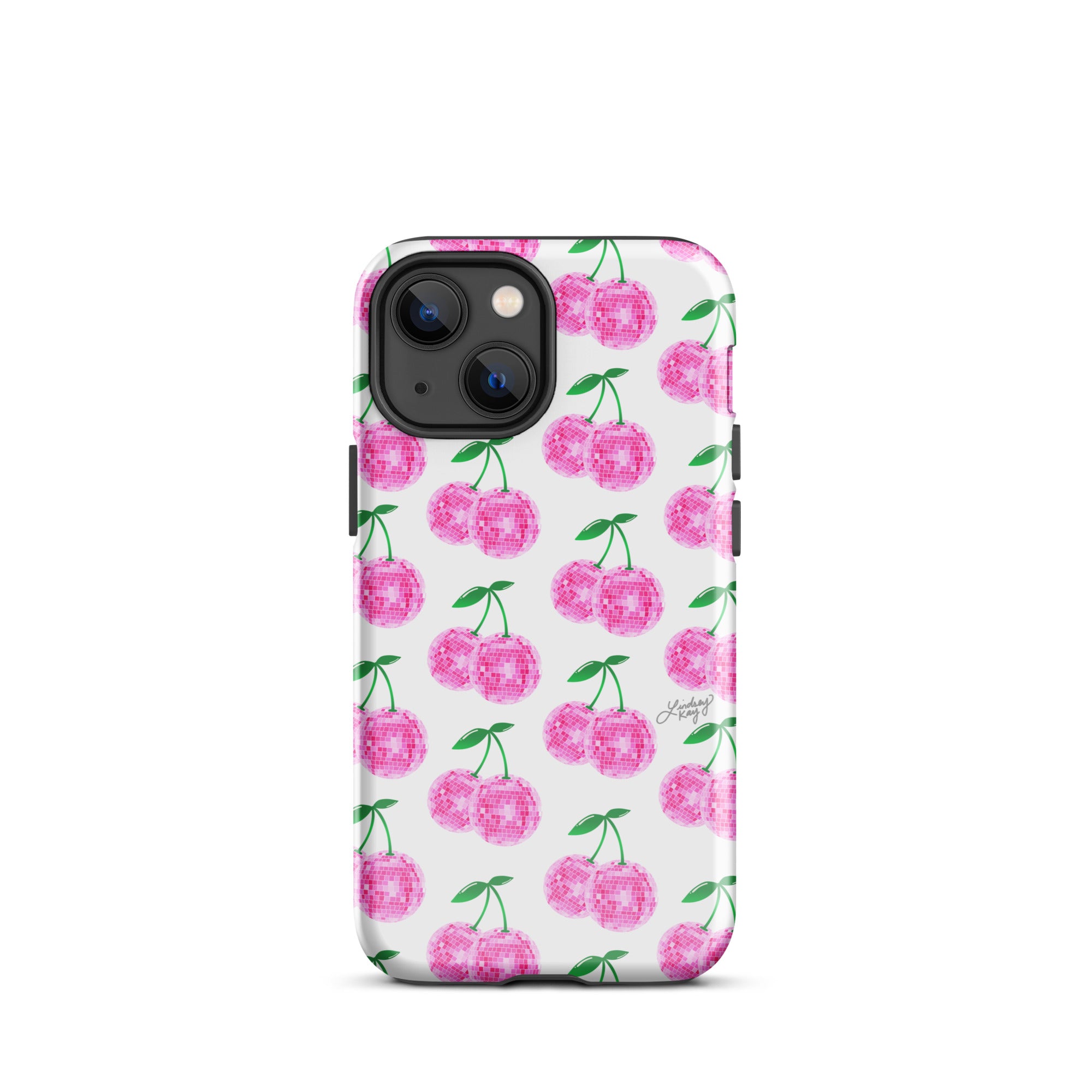 Cerezas de bola de discoteca rosa - Funda resistente para iPhone®