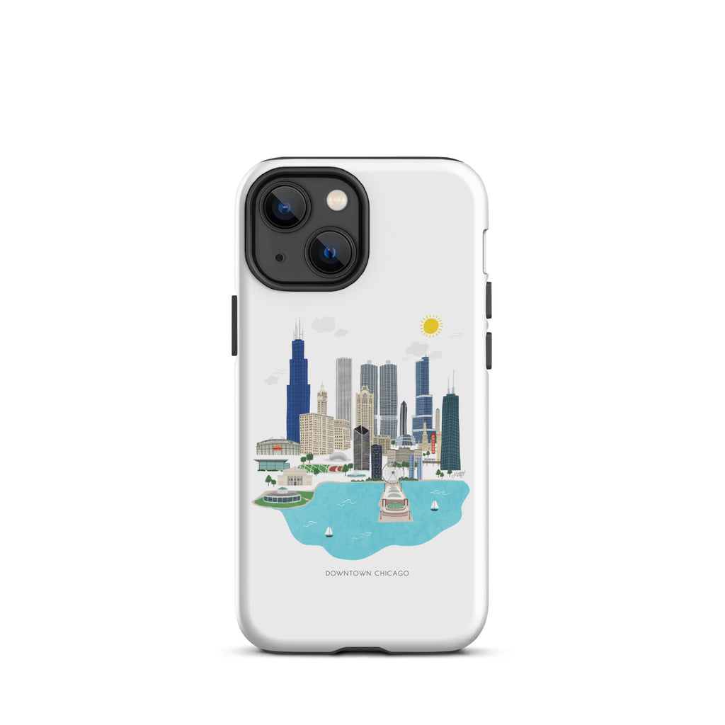 Ilustración del horizonte de Chicago - Funda resistente para iPhone®