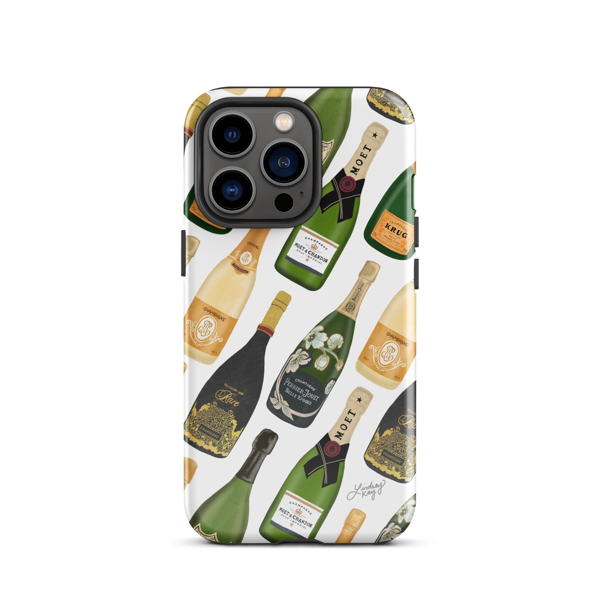 Modèle d'illustration de bouteilles de champagne - Coque rigide pour iPhone®