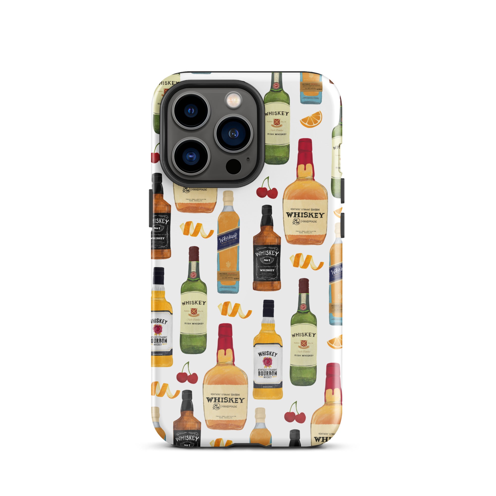 Ilustración de botellas de whisky - Funda resistente para iPhone®