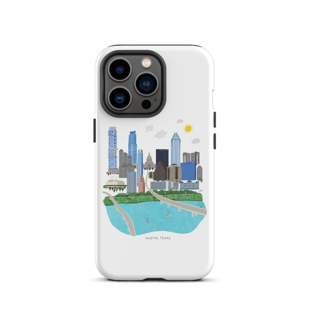 Ilustración del horizonte de Austin, Texas - Funda resistente para iPhone®