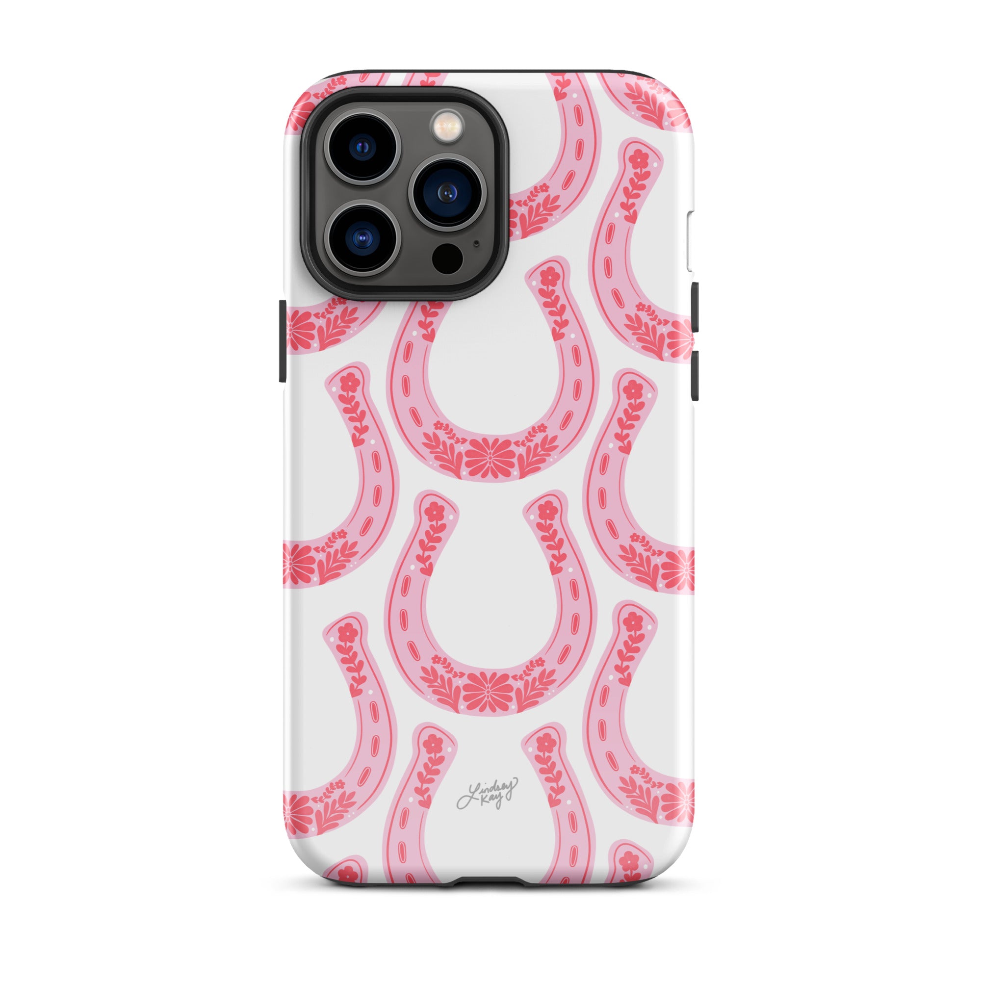 Patrón de herradura floral rosa - Funda resistente para iPhone®