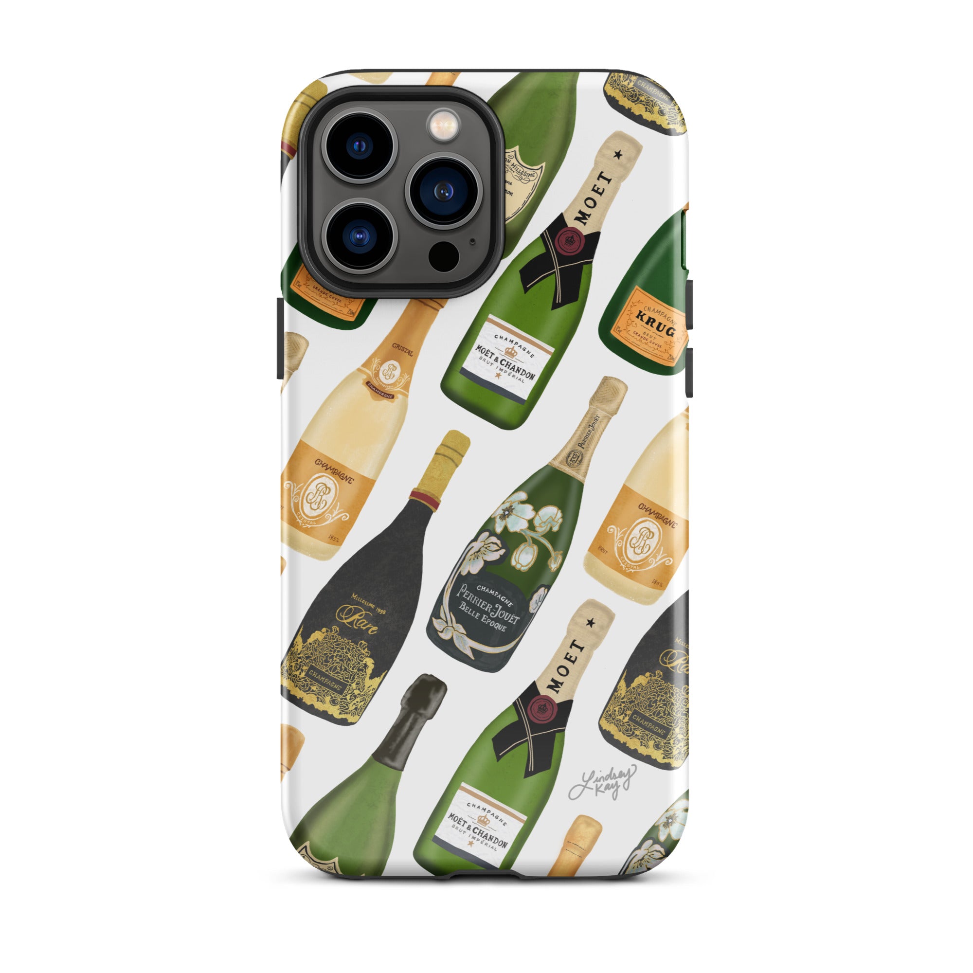 Modèle d'illustration de bouteilles de champagne - Coque rigide pour iPhone®