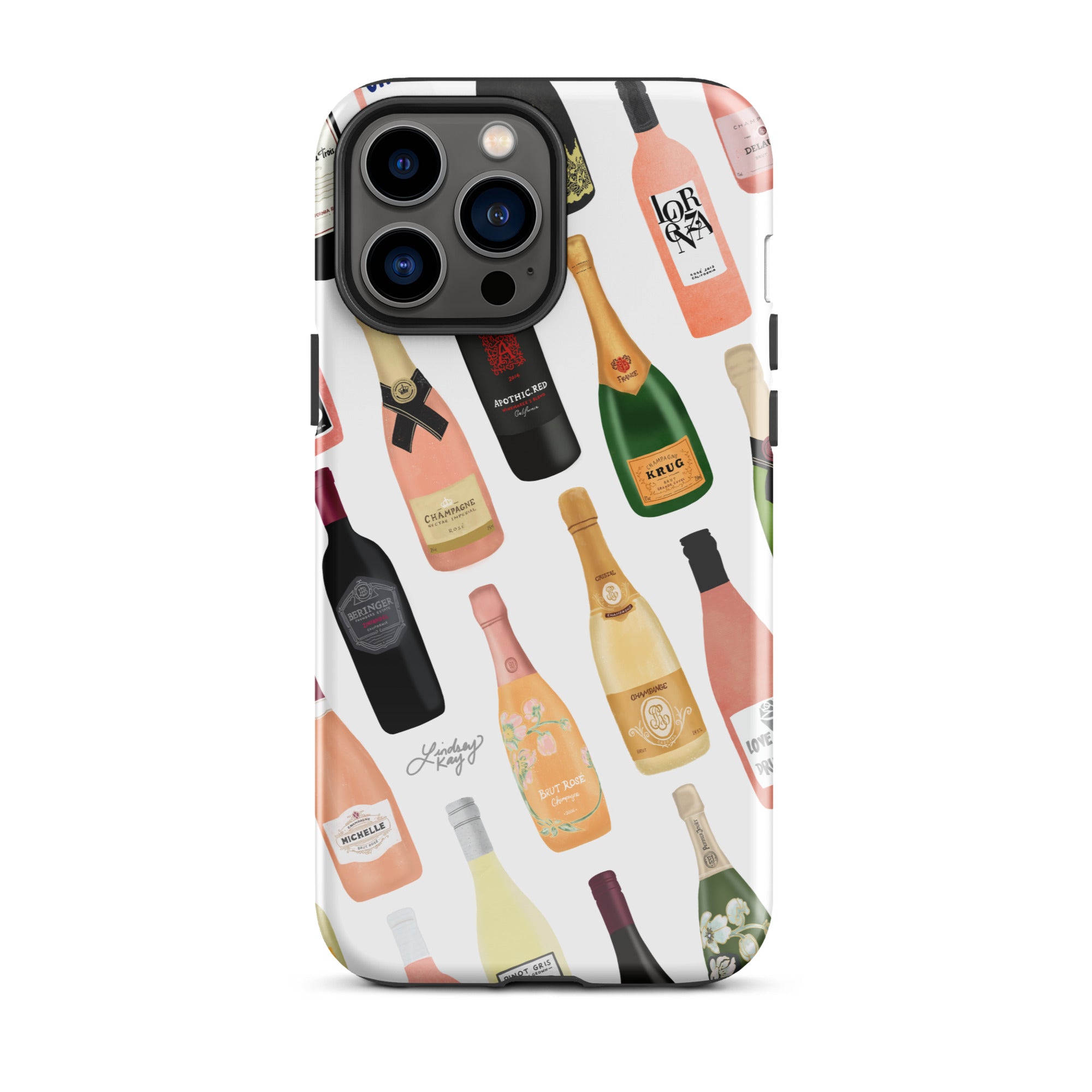 Ilustración de botellas de vino y champán - Funda resistente para iPhone®