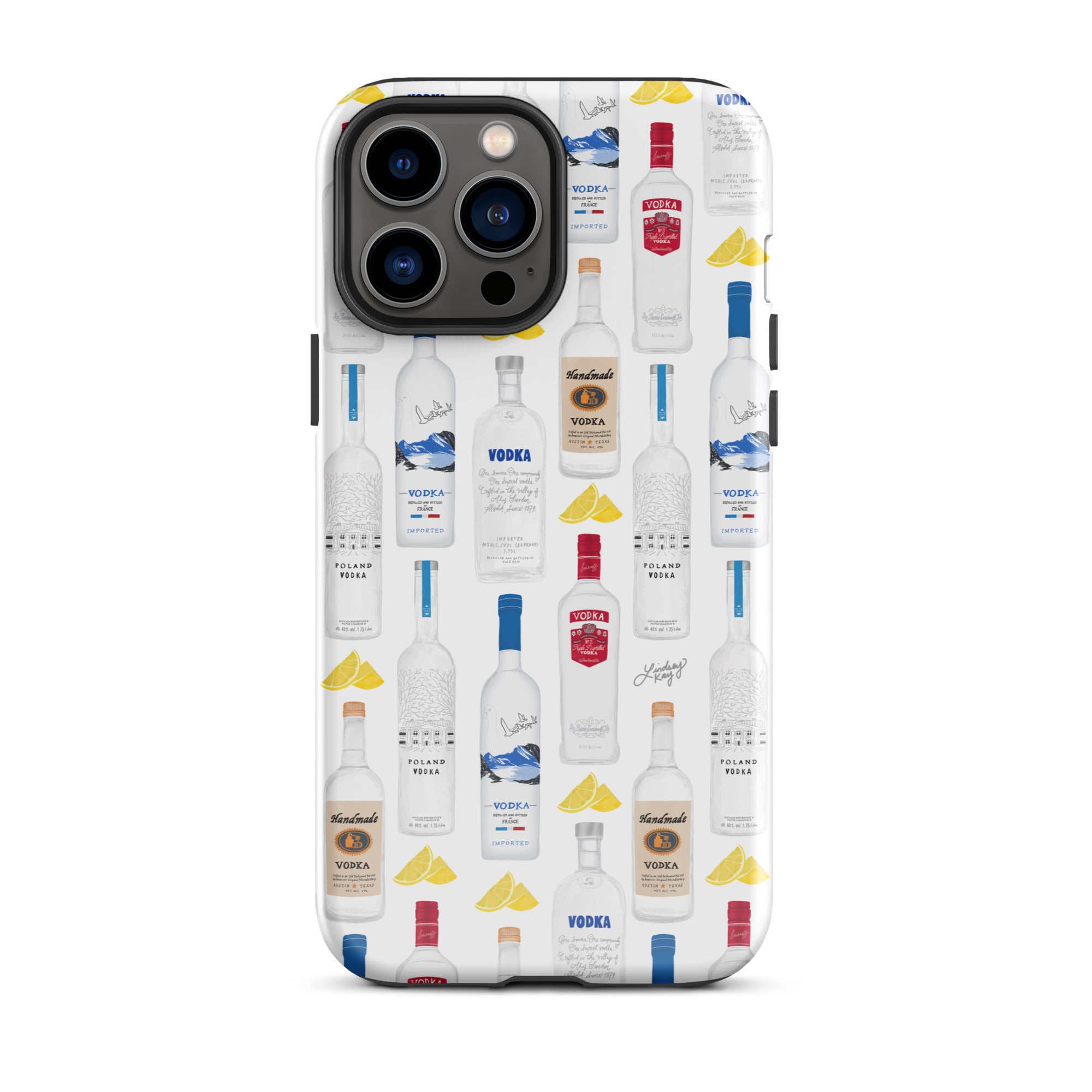Patrón de ilustración de botellas de vodka - Funda resistente para iPhone®
