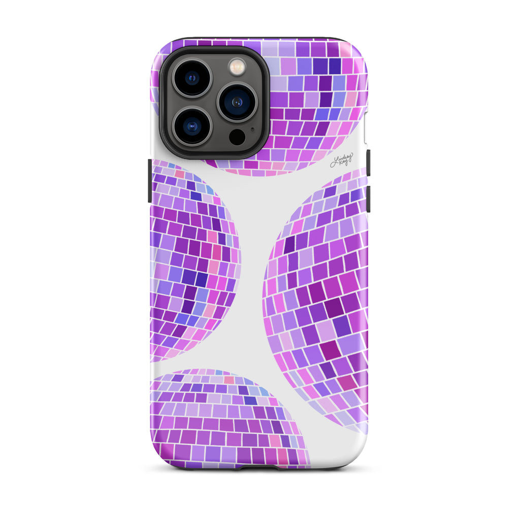 Illustration de boules disco violettes - Coque rigide pour iPhone®