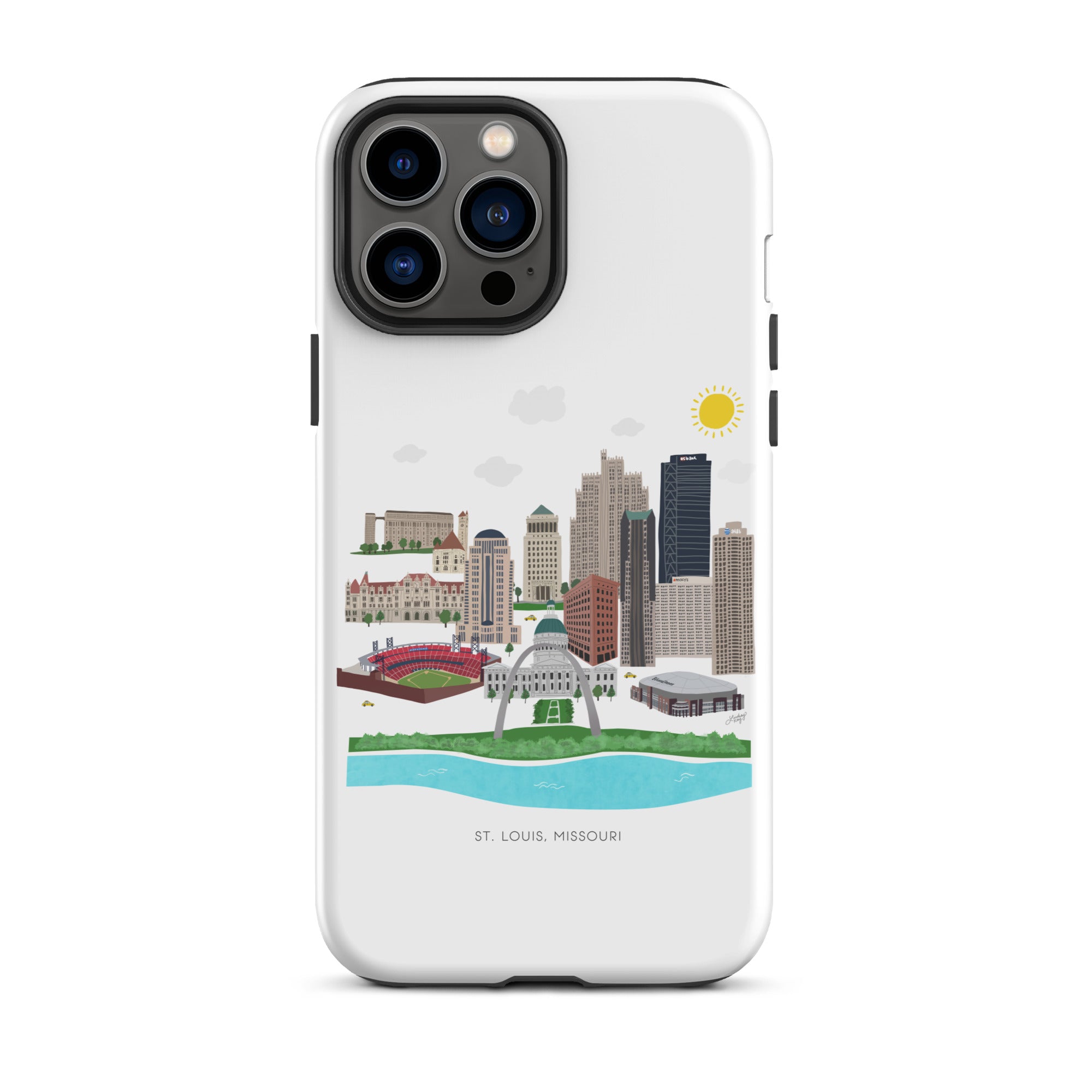 st louis missouri skyline city cityscape illustration iphone case 15 all sizes tough durable lindsey kay collective