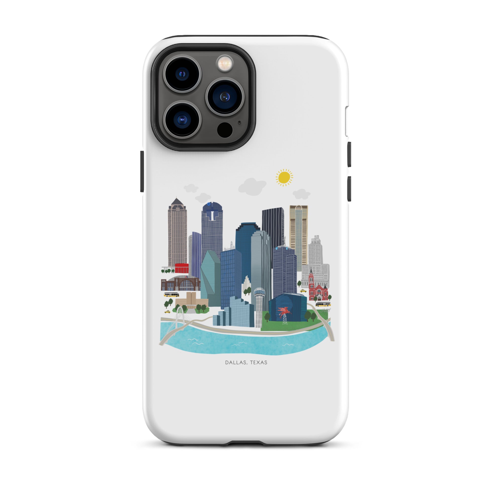 Ilustración del horizonte de Dallas, Texas - Funda resistente para iPhone®