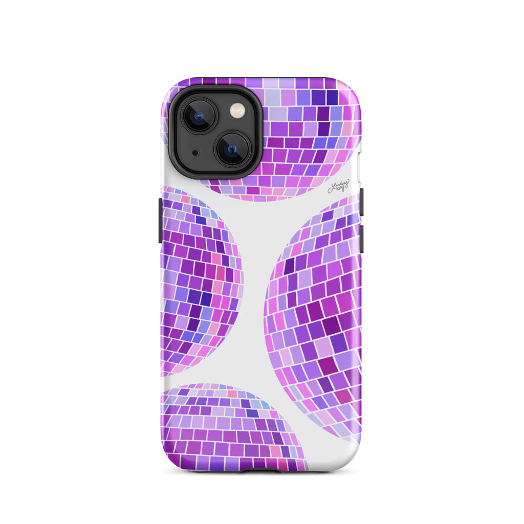 Illustration de boules disco violettes - Coque rigide pour iPhone®