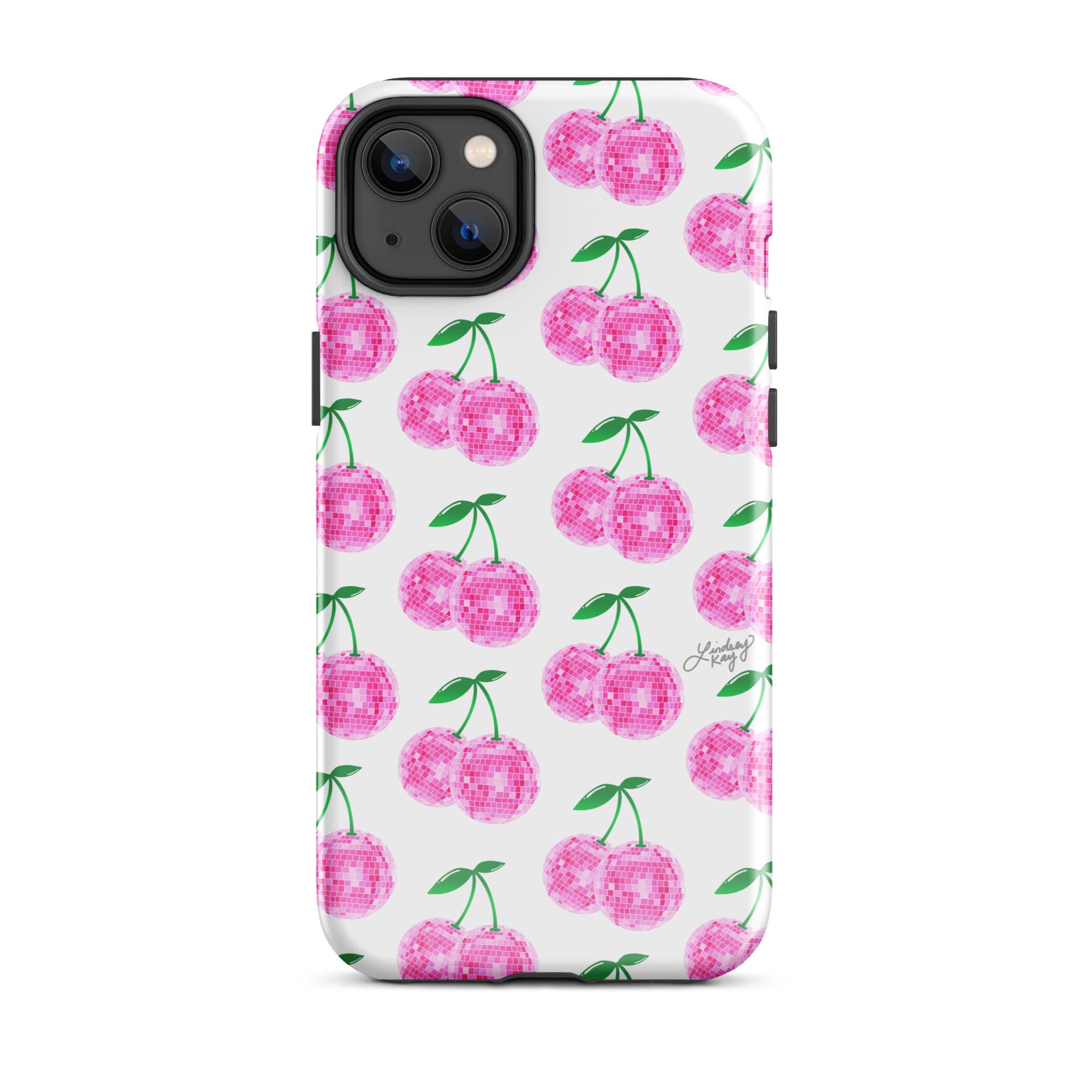 Cerezas de bola de discoteca rosa - Funda resistente para iPhone®