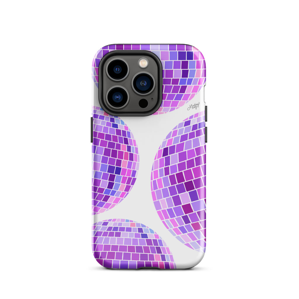 Illustration de boules disco violettes - Coque rigide pour iPhone®