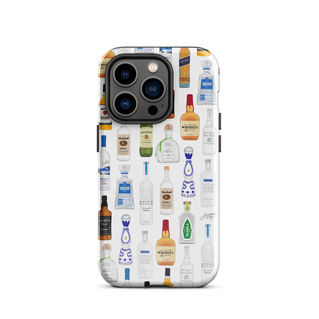 Boozy Bottles Illustration Pattern - Tough Case for iPhone®