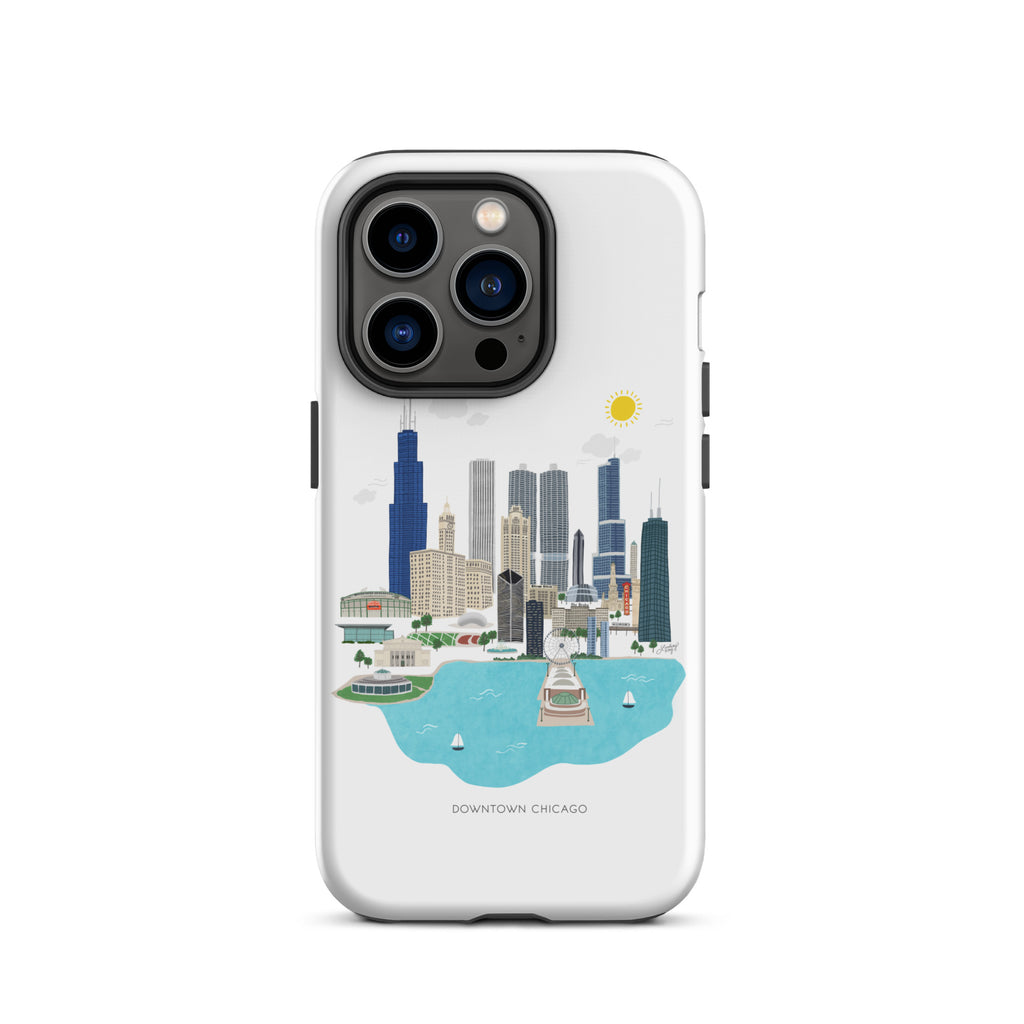 Ilustración del horizonte de Chicago - Funda resistente para iPhone®