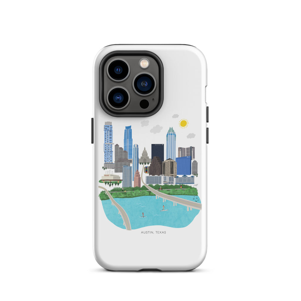 Ilustración del horizonte de Austin, Texas - Funda resistente para iPhone®