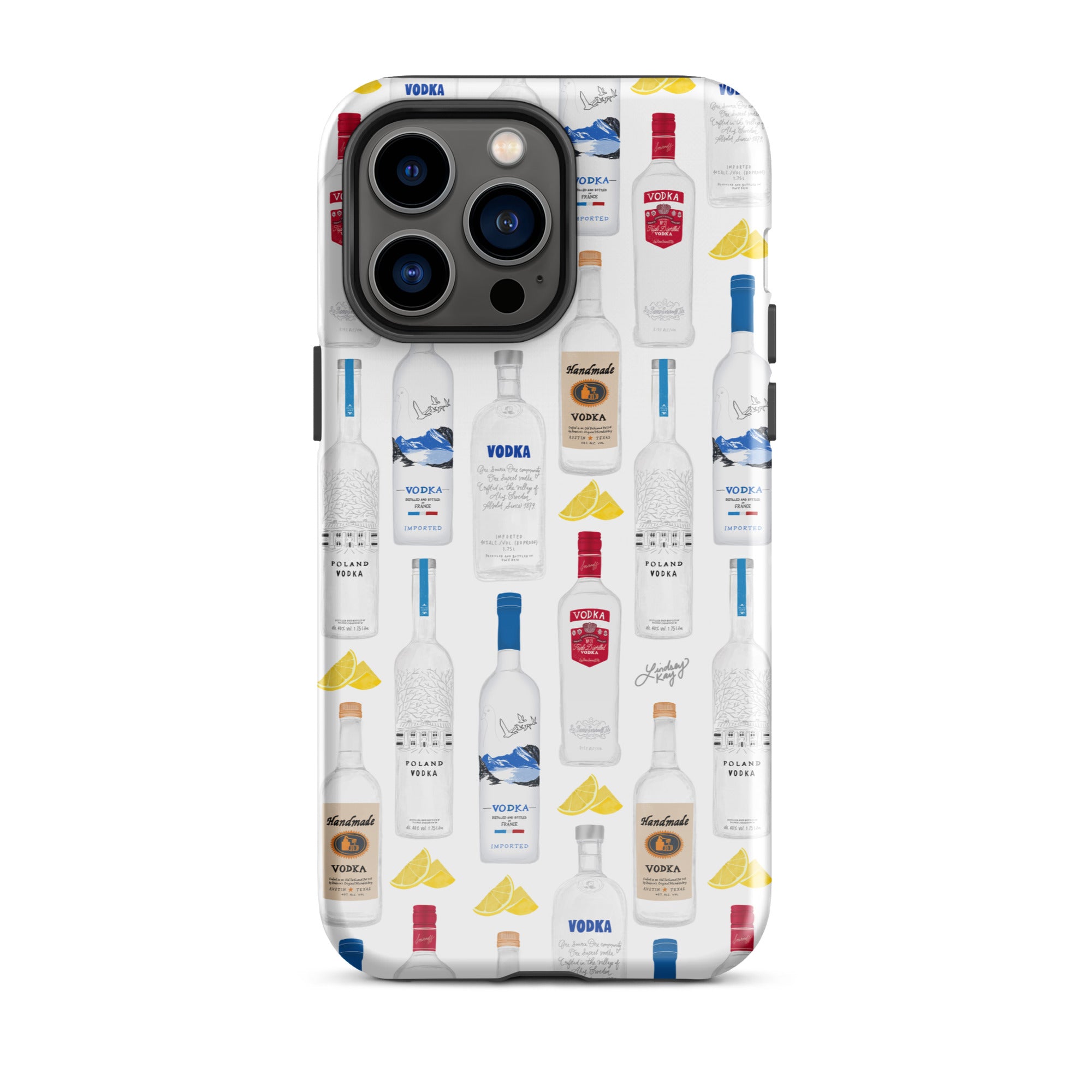 Patrón de ilustración de botellas de vodka - Funda resistente para iPhone®