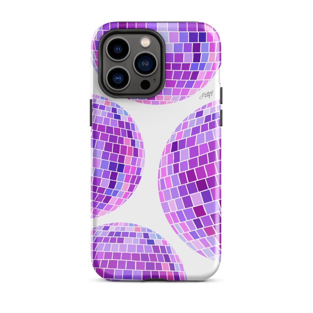 Illustration de boules disco violettes - Coque rigide pour iPhone®