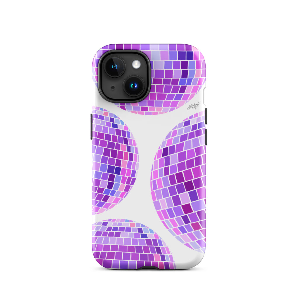Illustration de boules disco violettes - Coque rigide pour iPhone®