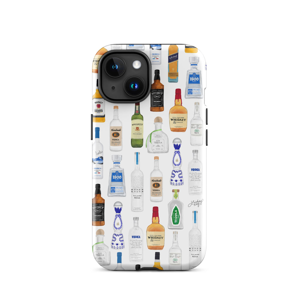 Boozy Bottles Illustration Pattern - Tough Case for iPhone®