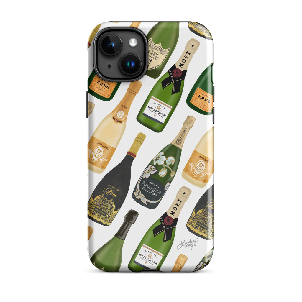 Modèle d'illustration de bouteilles de champagne - Coque rigide pour iPhone®