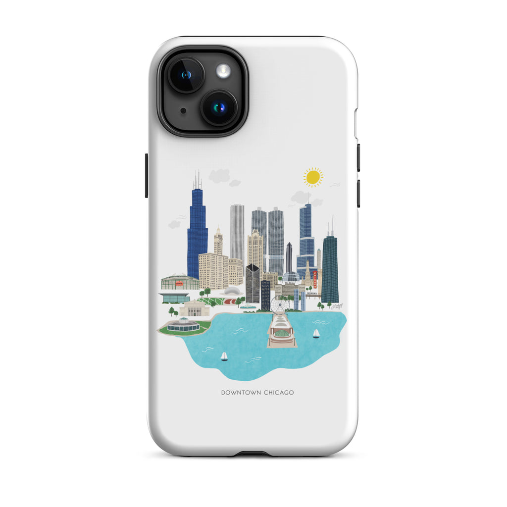Ilustración del horizonte de Chicago - Funda resistente para iPhone®
