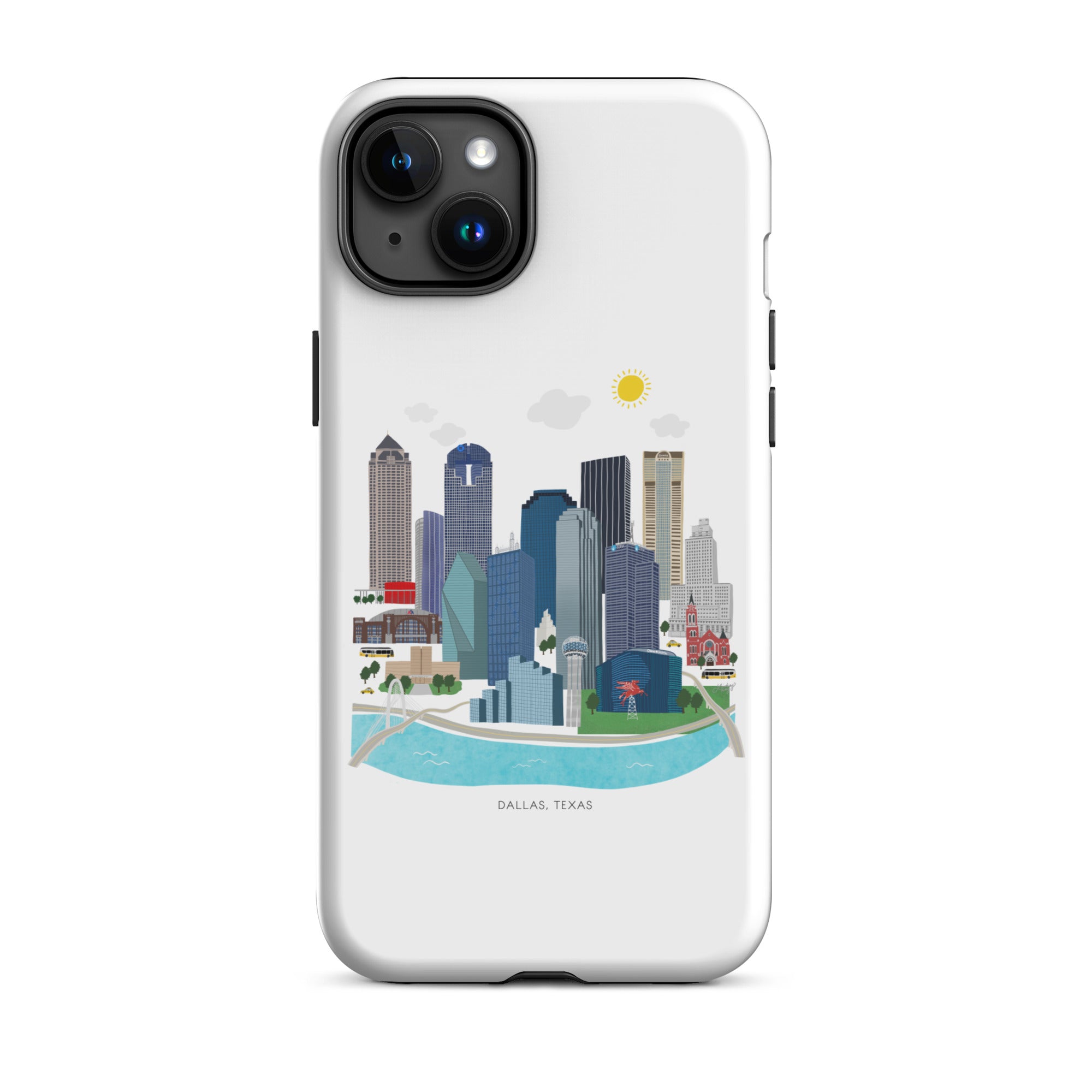 Ilustración del horizonte de Dallas, Texas - Funda resistente para iPhone®
