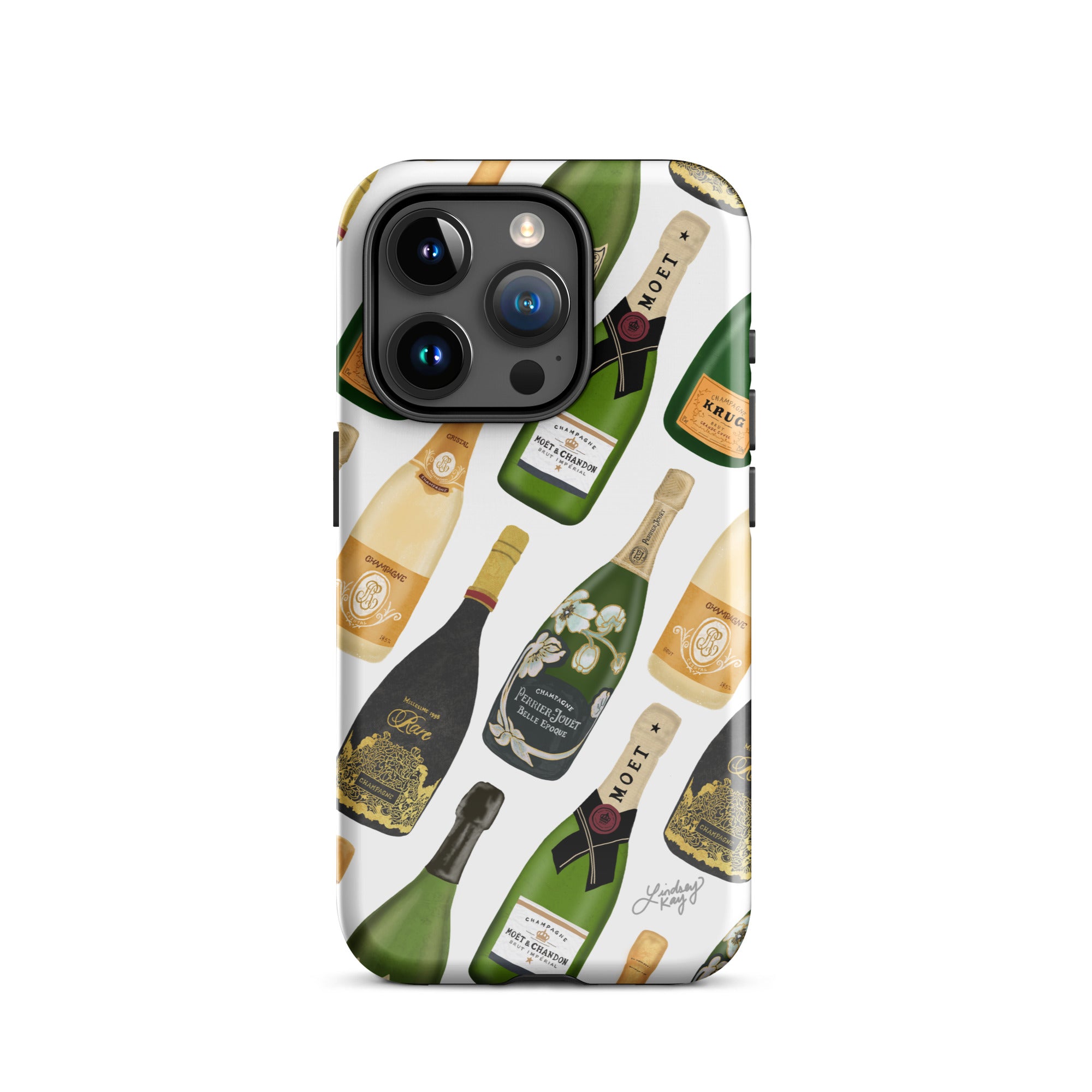Modèle d'illustration de bouteilles de champagne - Coque rigide pour iPhone®