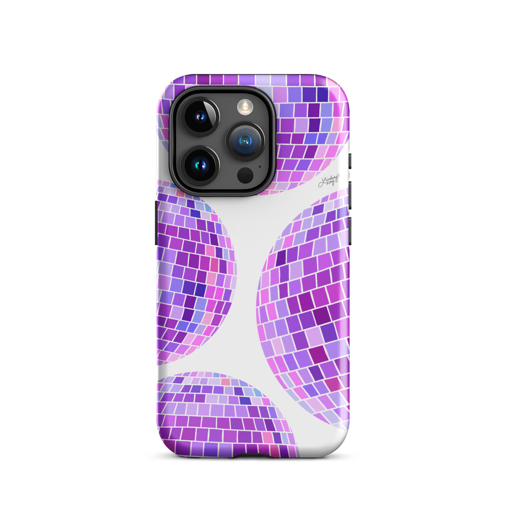 Illustration de boules disco violettes - Coque rigide pour iPhone®