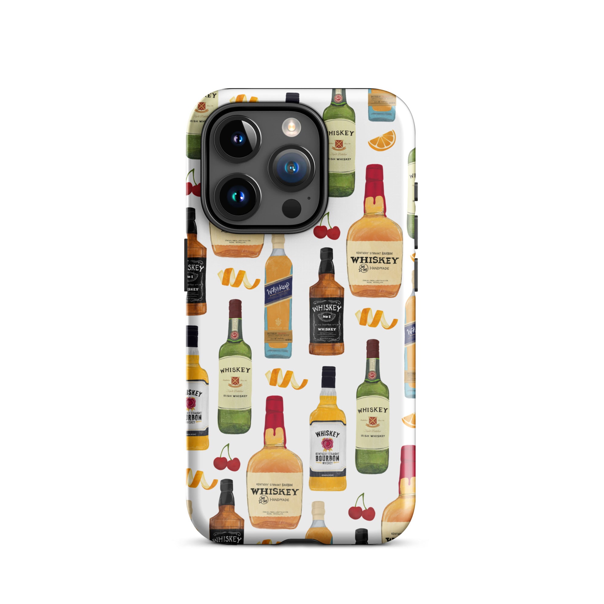 Ilustración de botellas de whisky - Funda resistente para iPhone®