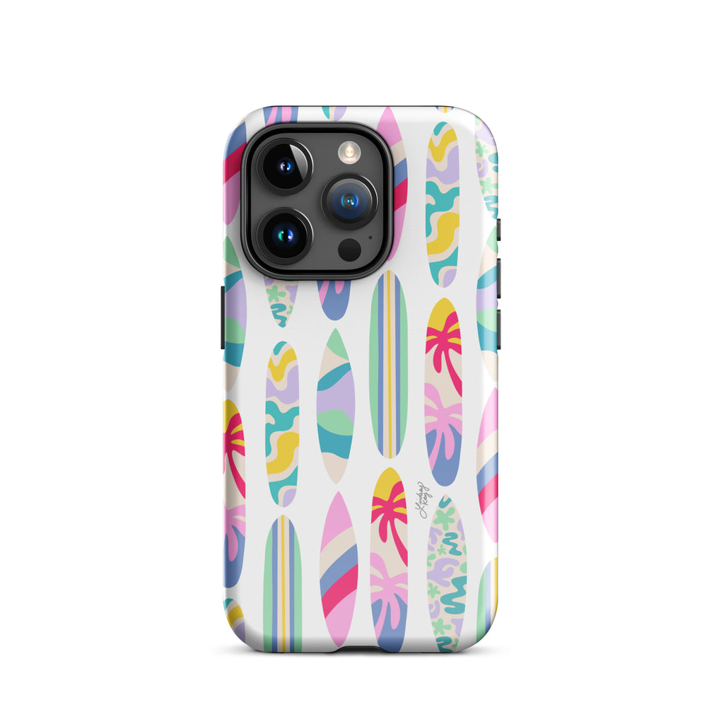illustrated surf board pattern colorful bright iphone case cover durable clear mobile accessories trendy cute ocean beach lindsey kay collective