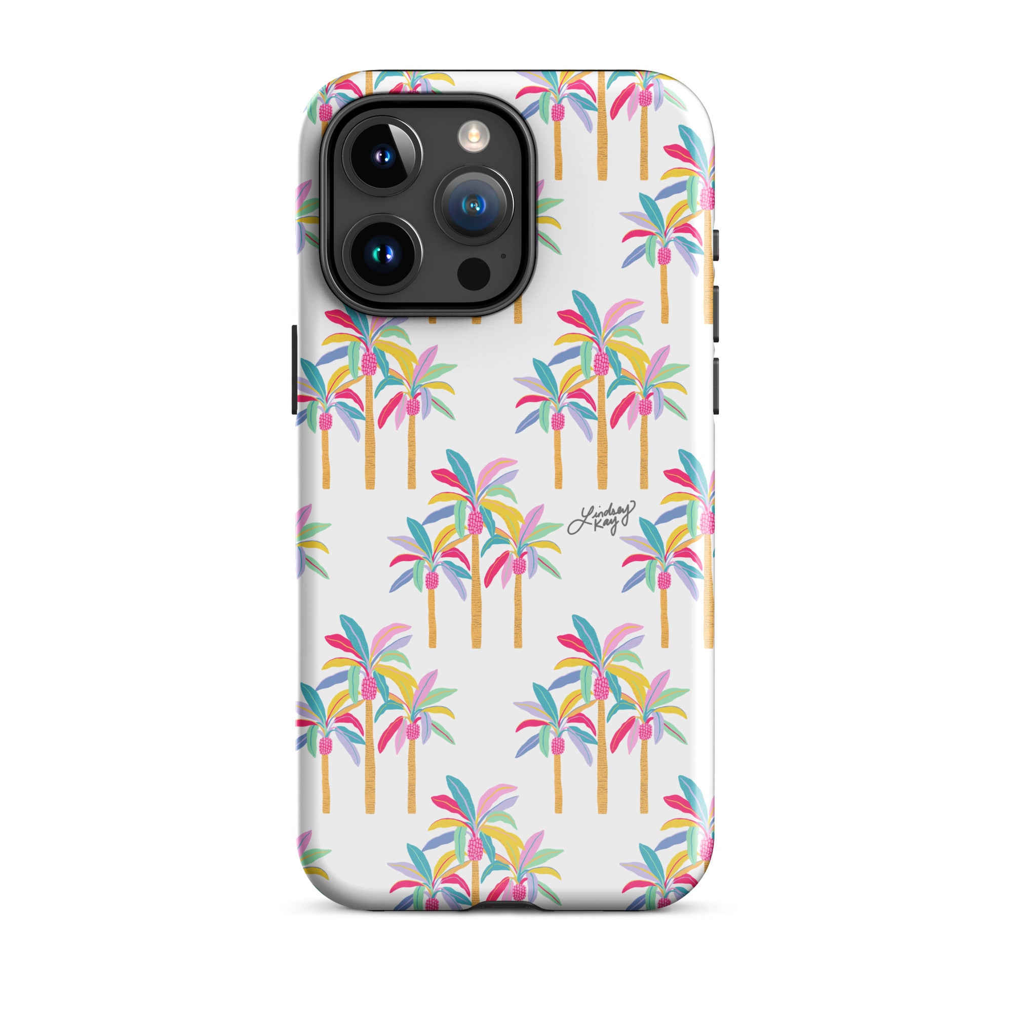 Ilustración de patrón de palmera colorida - Funda resistente para iPhone®