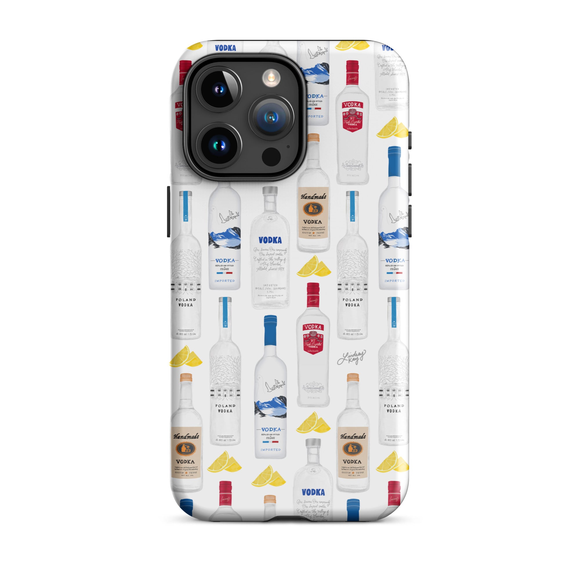 Patrón de ilustración de botellas de vodka - Funda resistente para iPhone®