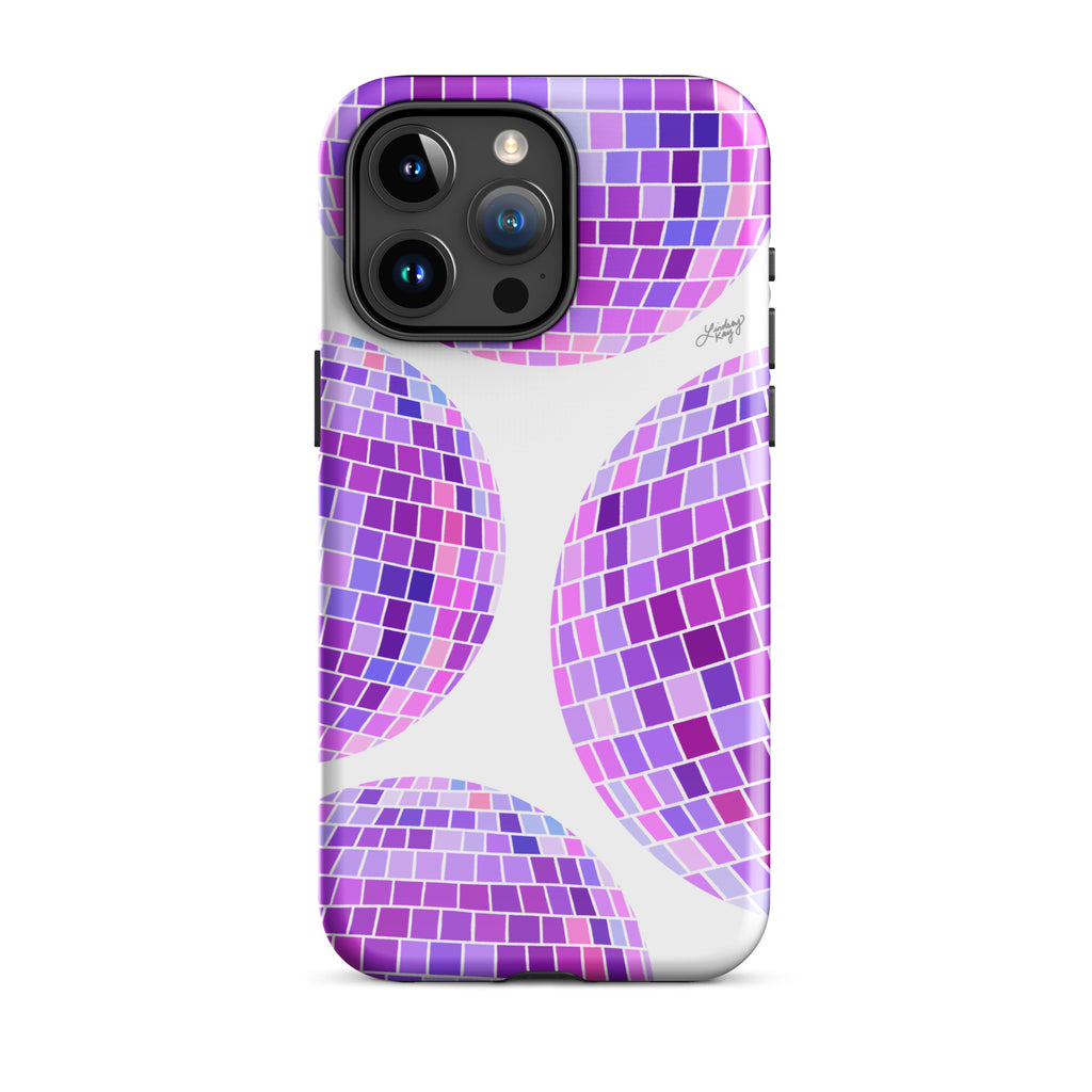 Illustration de boules disco violettes - Coque rigide pour iPhone®