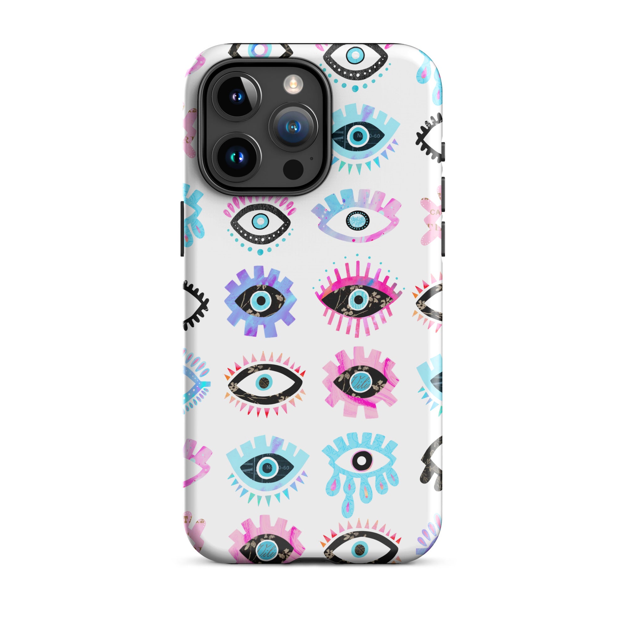 evil eye patterned bight colorful iphone 15 case cover durable protective lindsey kay collective