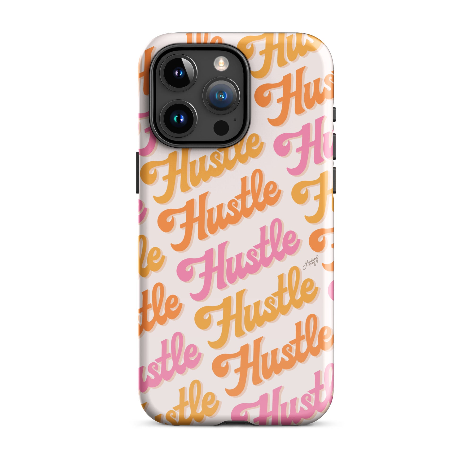 hustle boss babe pink orange yellow gift iphone-15 iphone phone case cover durable tough lindsey kay collective