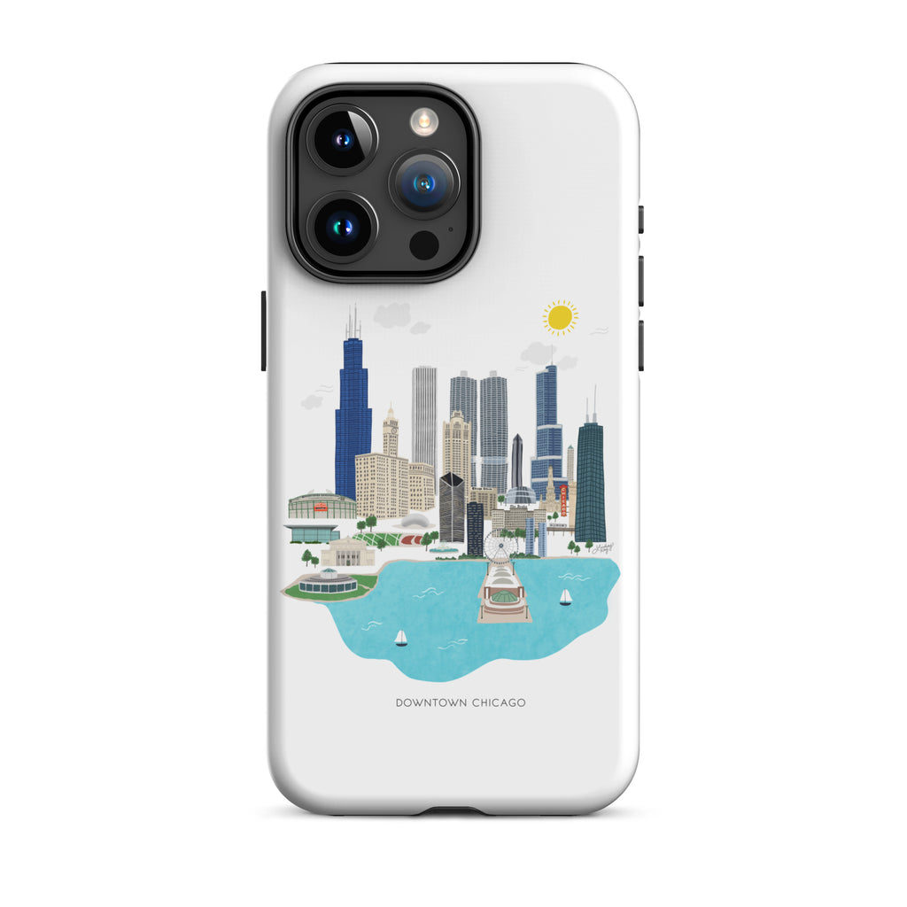 Ilustración del horizonte de Chicago - Funda resistente para iPhone®
