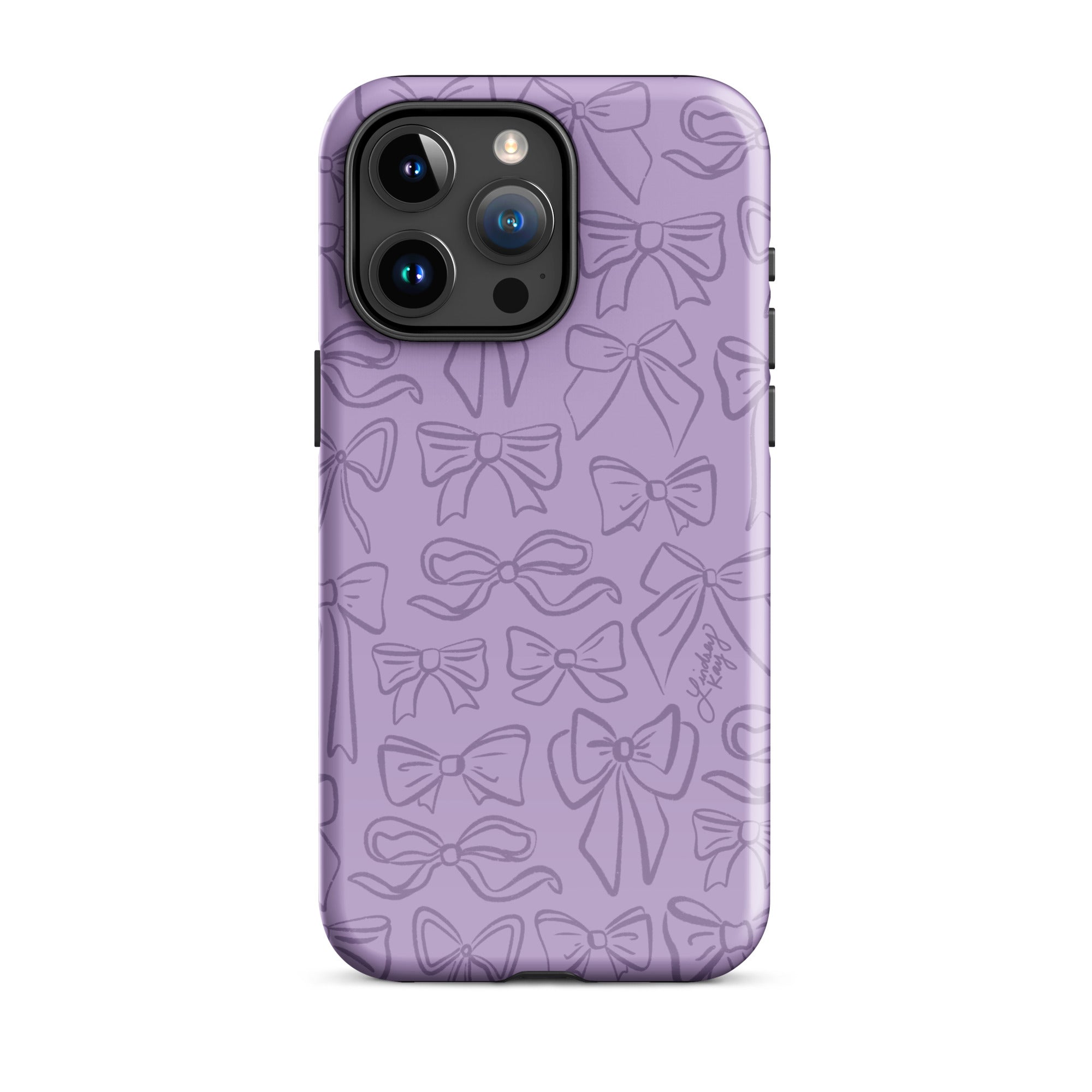 ribbon illustration pattern drawing tough shock-proof iphone phone case mobile accessories cute coquette lindsey kay collective trendy preppy accessories girly Purple k-state iphone 15 pro max
