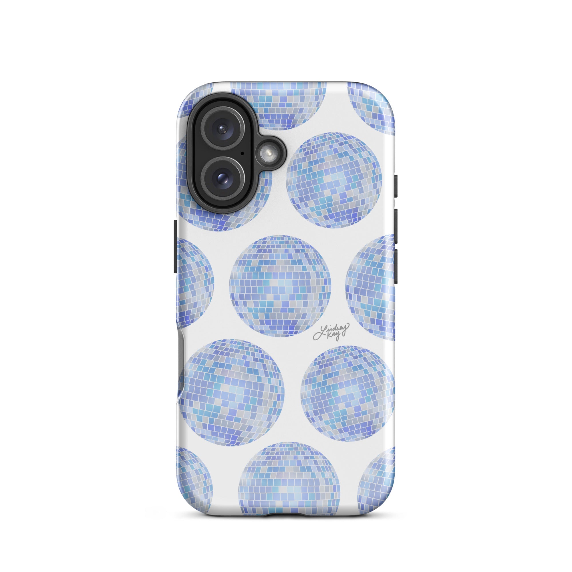 Patrón de bolas de discoteca azules - Funda resistente para iPhone®