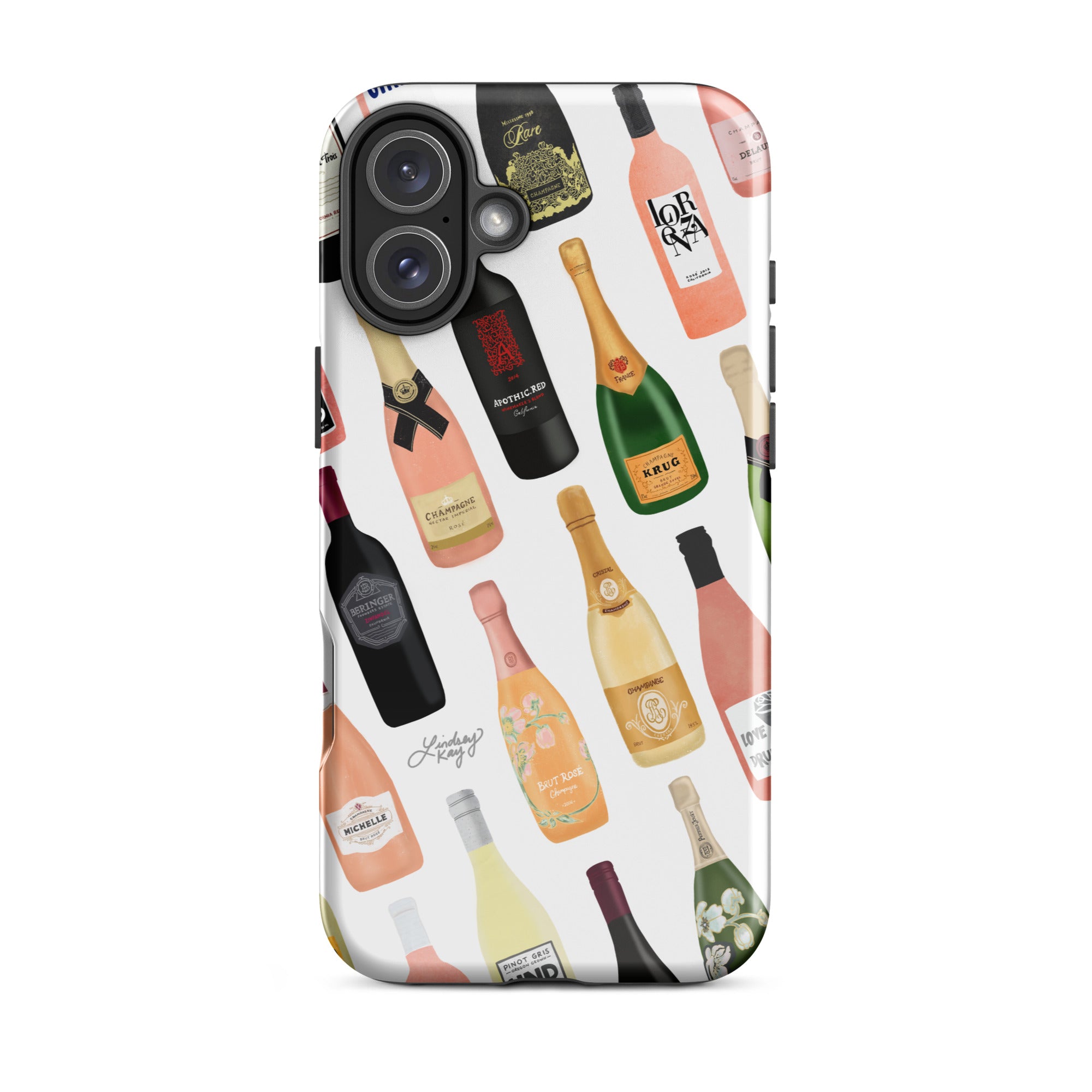 Ilustración de botellas de vino y champán - Funda resistente para iPhone®