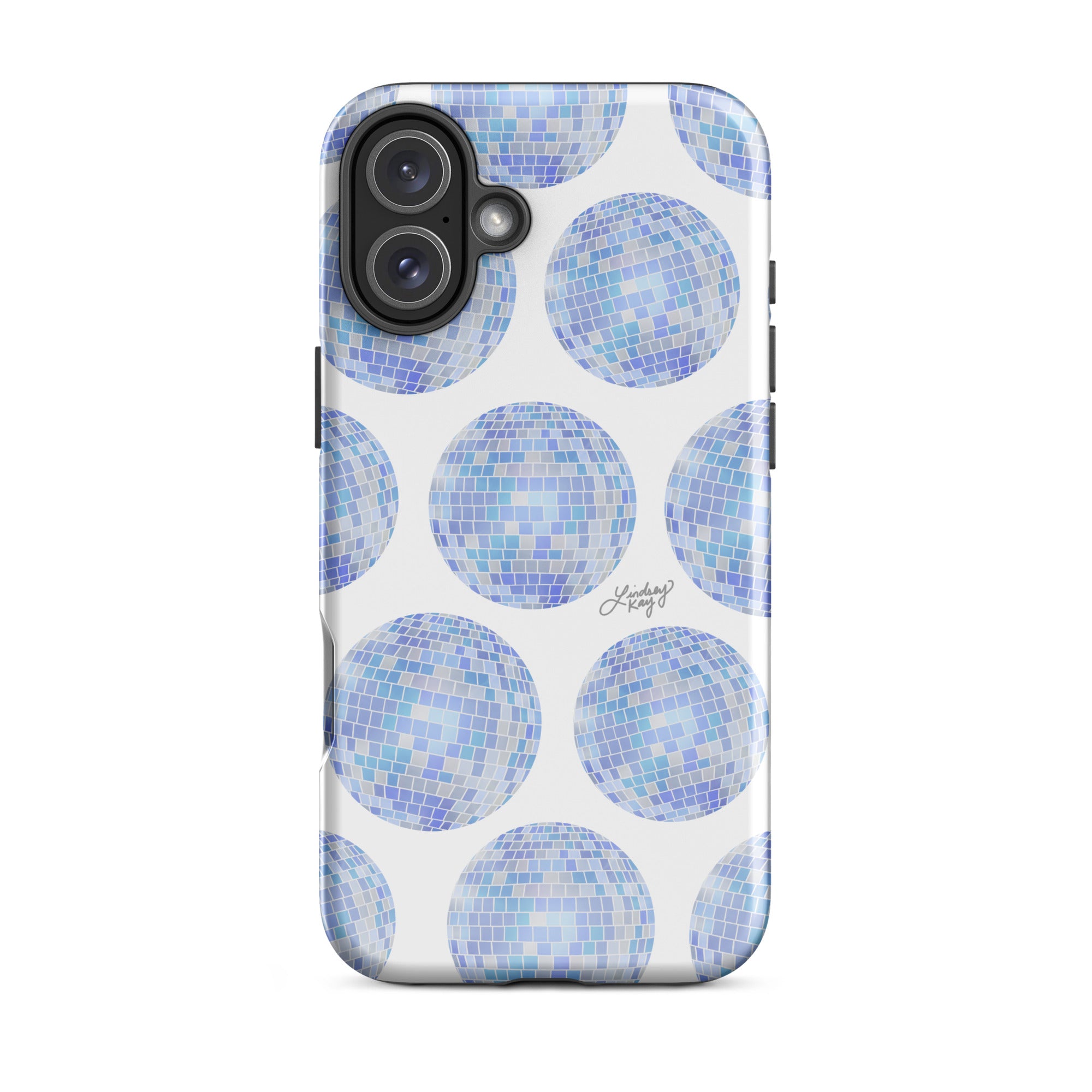 Patrón de bolas de discoteca azules - Funda resistente para iPhone®