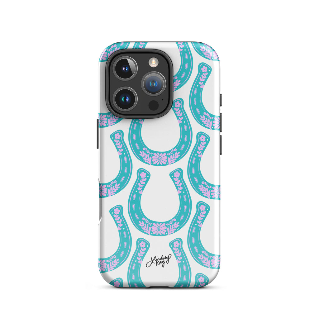 Teal Horseshoe Pattern - Tough Case for iPhone®