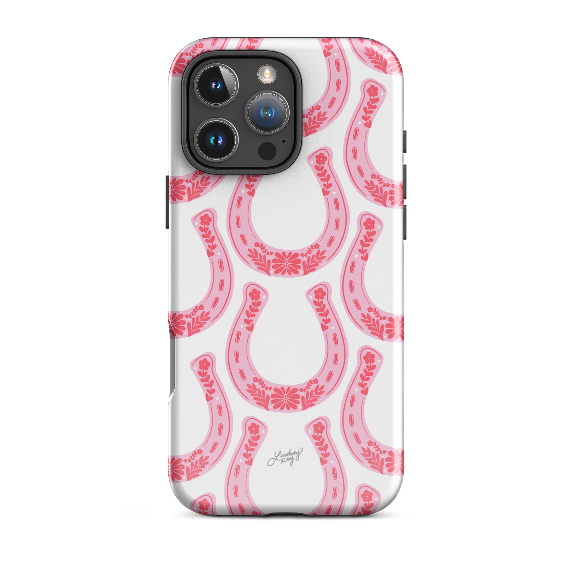 Patrón de herradura floral rosa - Funda resistente para iPhone®