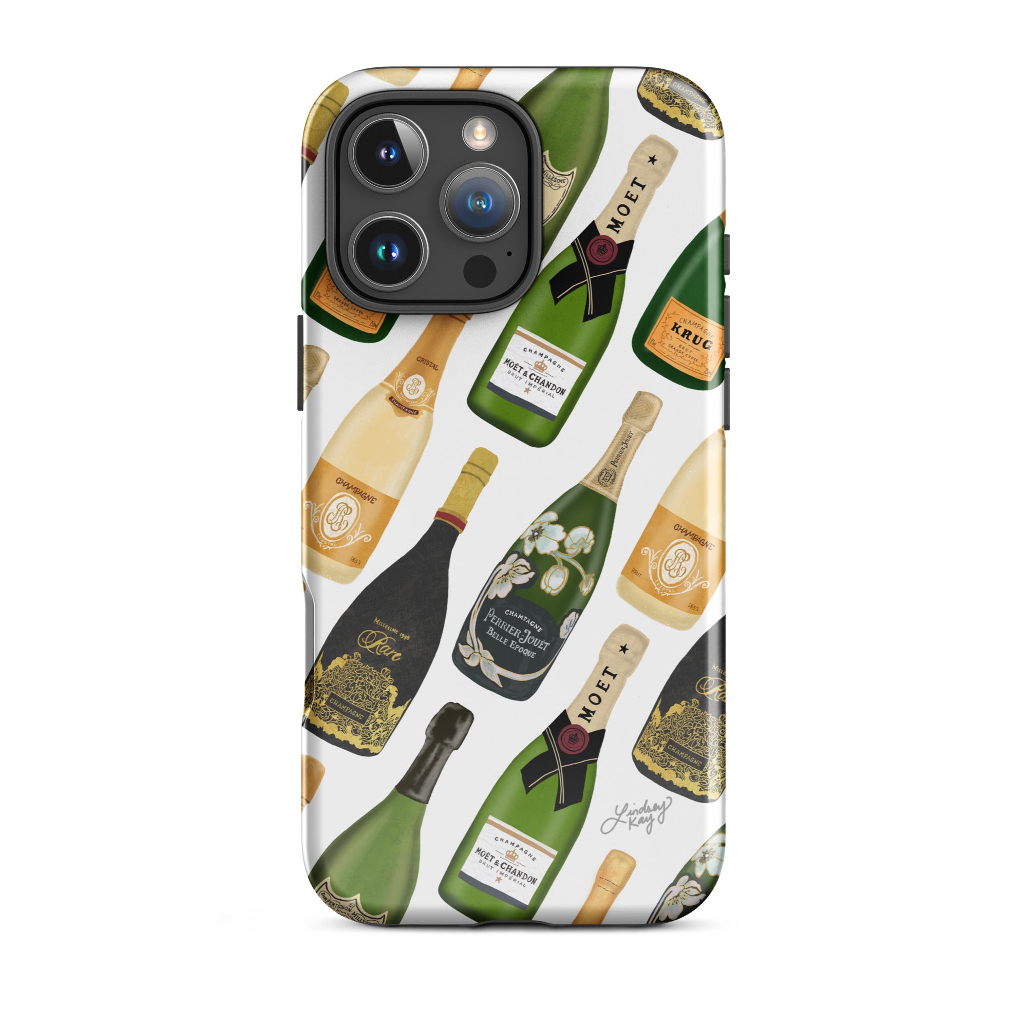 Modèle d'illustration de bouteilles de champagne - Coque rigide pour iPhone®