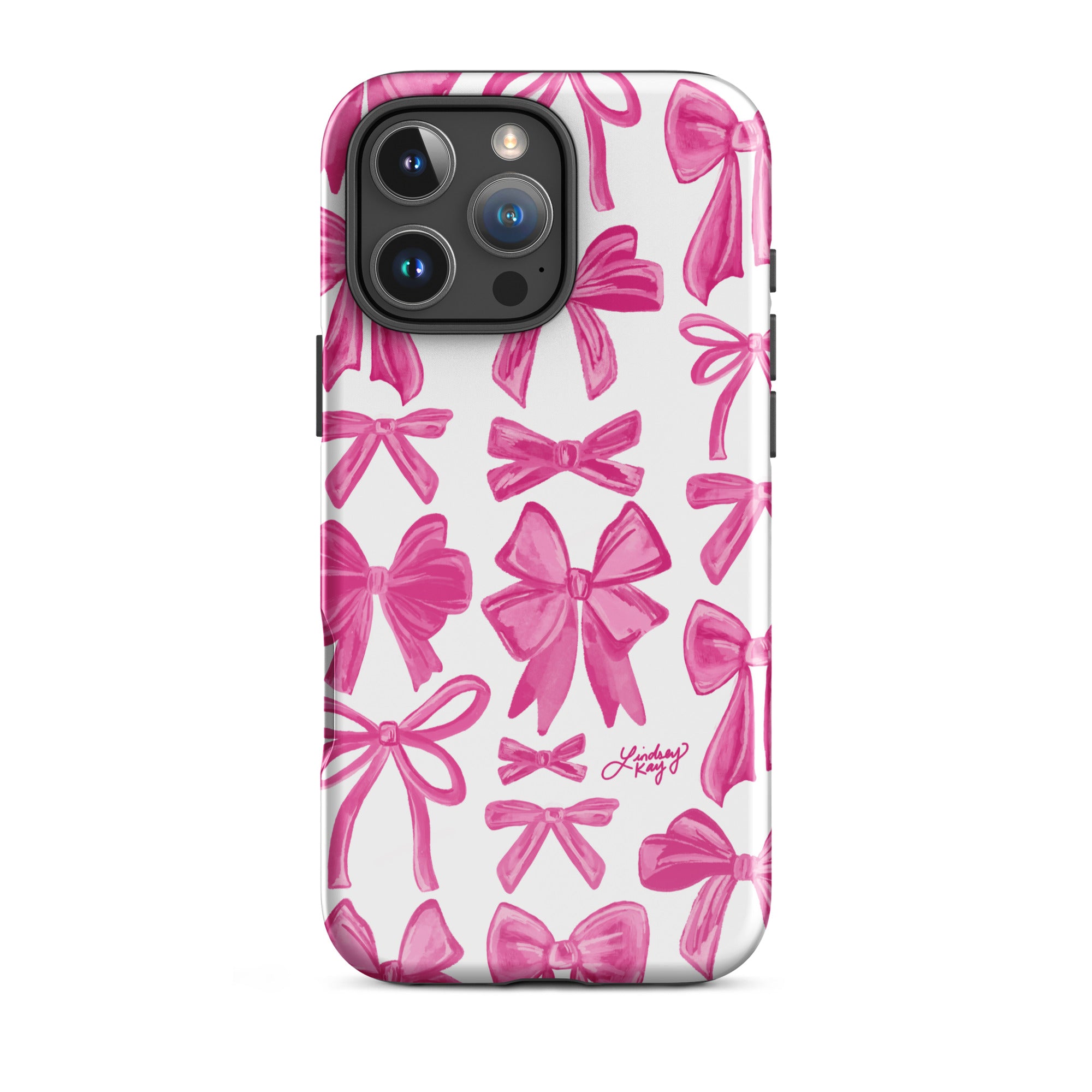 coquette pink ribbons pattern bows iphone phone case cover tough sorority girly cute protective lindsey kay collective