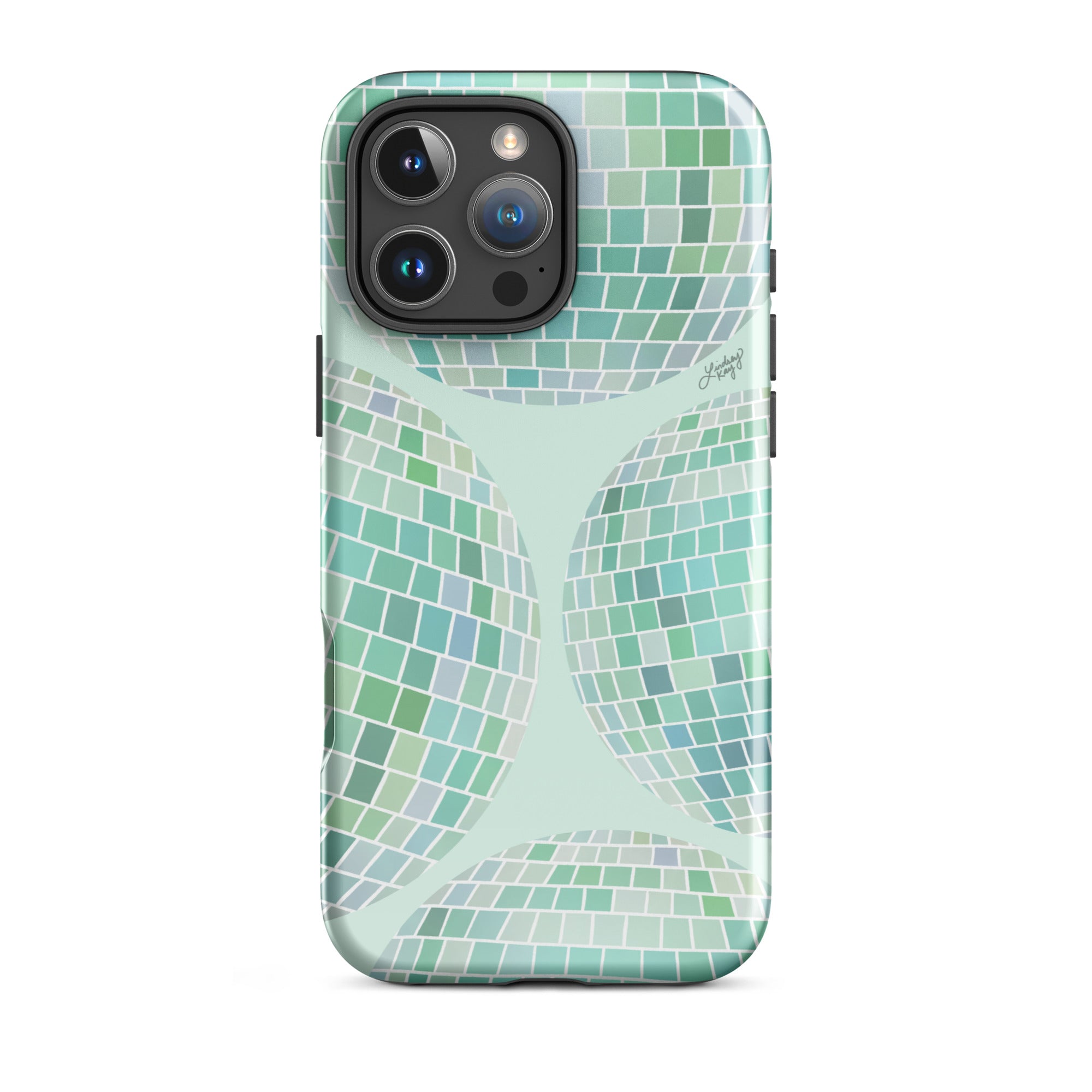 green disco balls patterned iphone magsafe case cover protective mobile accessories durable cute trendy retro girly preppy lindsey kay collective