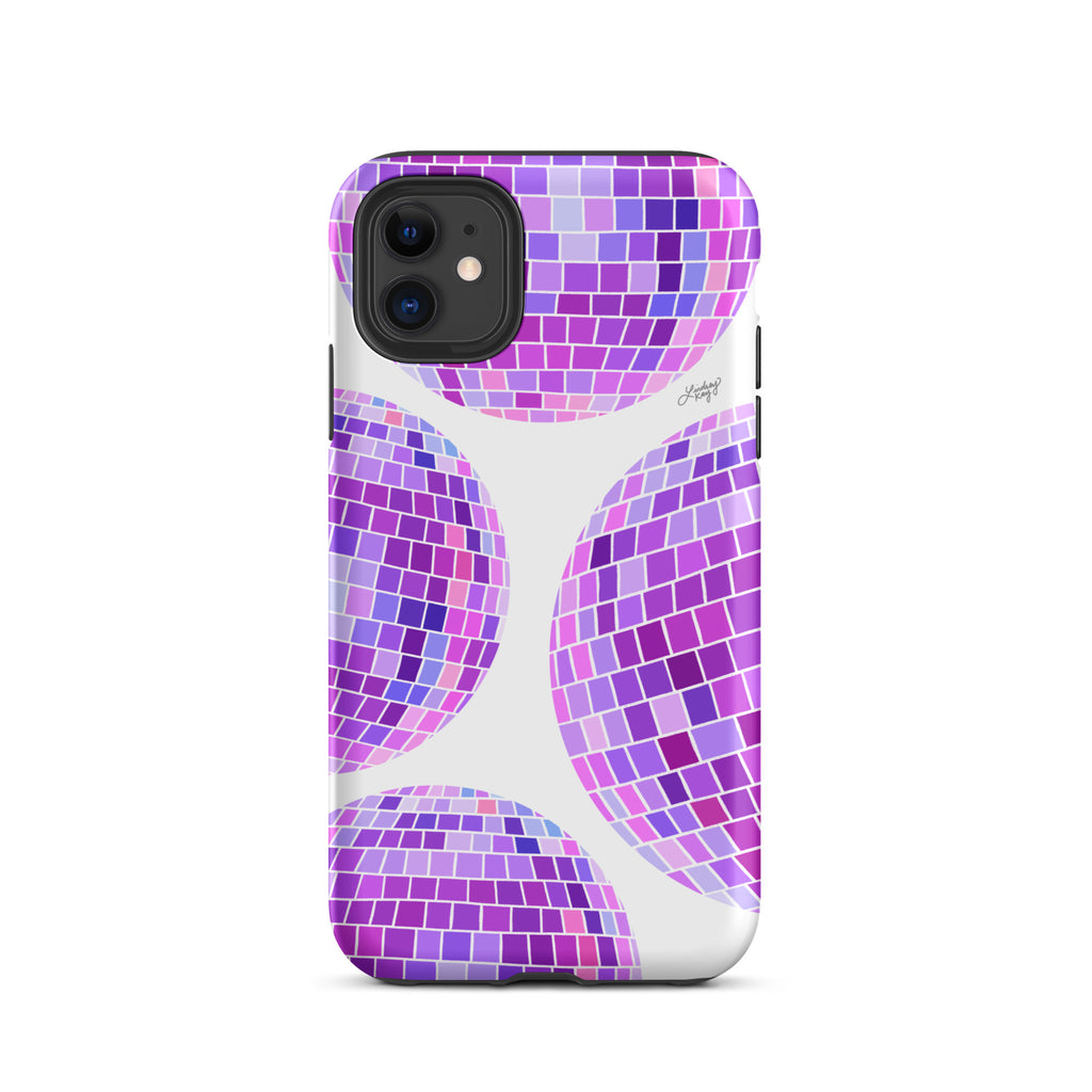 Illustration de boules disco violettes - Coque rigide pour iPhone®