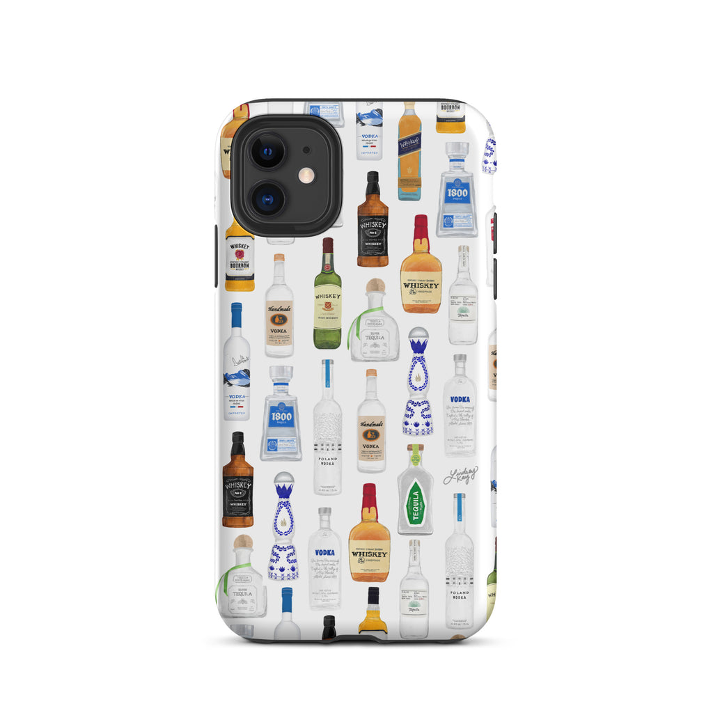 Boozy Bottles Illustration Pattern - Tough Case for iPhone®