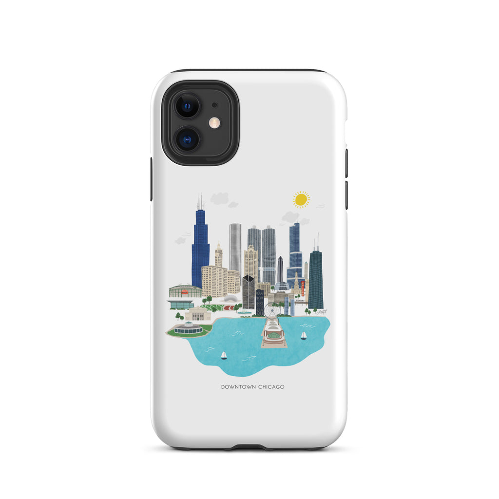 Ilustración del horizonte de Chicago - Funda resistente para iPhone®