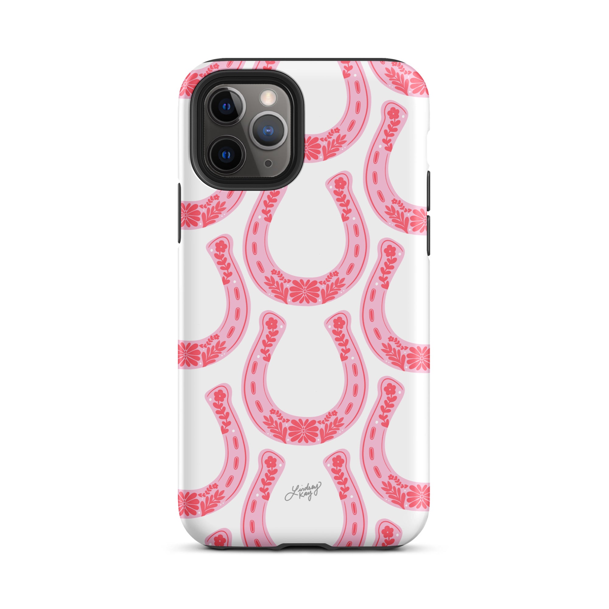 Pink Floral Horseshoe Pattern - Tough Case for iPhone®