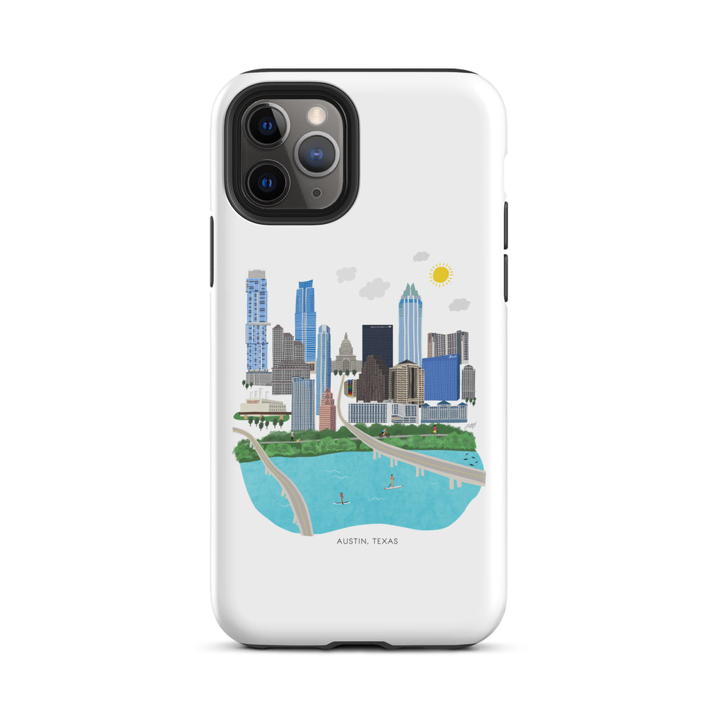 Ilustración del horizonte de Austin, Texas - Funda resistente para iPhone®